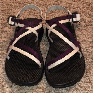 Custom Maroon & White Chacos